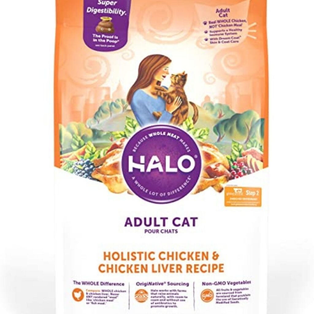 Halo natural dry cat food, non-GMO, premium real meat( adult recipe) 